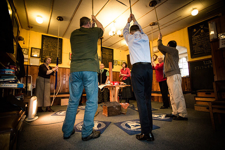 Image of bell ringers in the Bellfry