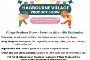 Poster for Vilage produce show. Words in main website news page