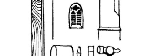 Graphic image of the church tower & tools